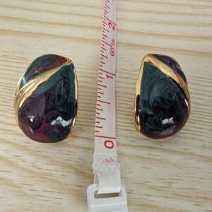 Gold and Multicolor Enamel Earrings
